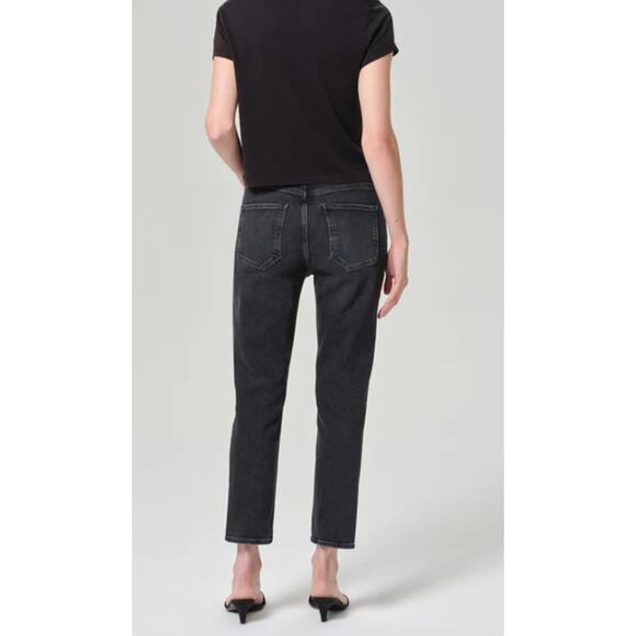 AGOLDE dark wash Riley high rise straight crop button fly denim jeans Panoramic - Picture 3 of 14